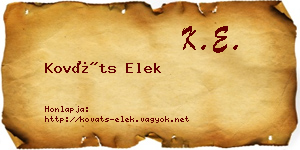 Kováts Elek névjegykártya